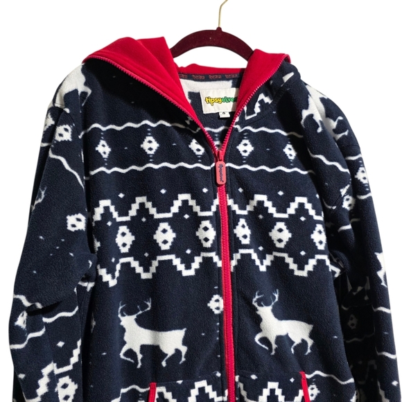 TIPSY ELVES BLUE REINDEER JUMPSUIT UNISEX SZ L - Picture 7 of 13